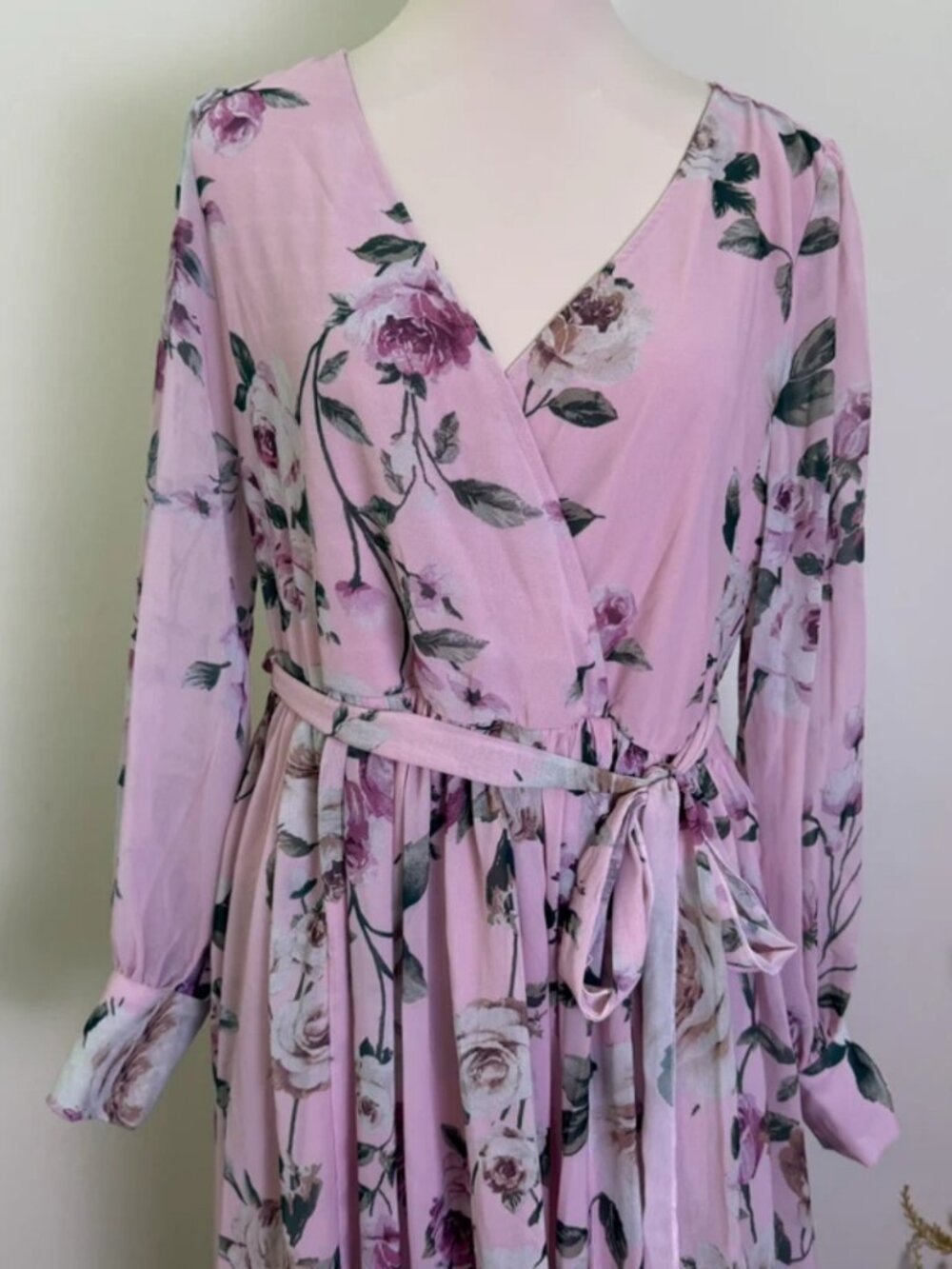 Pink Lily Size L Floral Wrap Maxi Dress